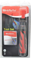 Shaviv - 4 Piece, High Speed Steel Blade, Back Hole Chamfer, Hand Deburring Tool Set - C Blade Holder, For Flat Surface, Hole Edge, Hole Inner Surface, Straight Edge - Benchmark Tooling