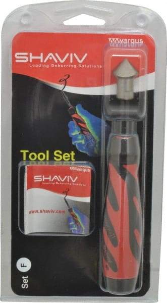 Shaviv - 3 Piece, High Speed Steel Blade, Hand Deburring Tool Set - F Blade Holder, For Hole Edge - Benchmark Tooling