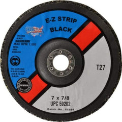 Camel Grinding Wheels - 7" Very Coarse Grade Silicon Carbide Deburring Disc - 7/8" Center Hole, Arbor Connection, Black, 7,000 Max RPM - Benchmark Tooling