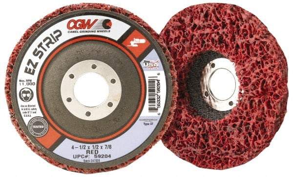 Camel Grinding Wheels - 7" Very Coarse Grade Silicon Carbide Deburring Disc - 7/8" Center Hole, Arbor Connection, Red, 7,000 Max RPM - Benchmark Tooling