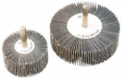 Camel Grinding Wheels - 3" Diam x 1" Face Width, Medium Zirconia Alumina Coated Mounted Flap Wheel - 1/4" Shank Mount, 60 Grit, Cloth Backing, 20,000 Max RPM - Benchmark Tooling