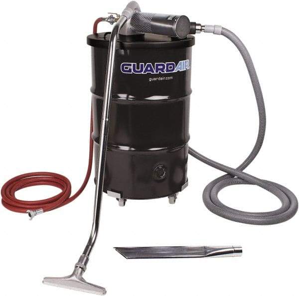 Guardair - 55 Gal Steel Tank, Air Powered Pneumatic Canister Wet/Dry Vacuum - 10 Peak hp, 20' Hose Fitting, Cartridge Filter, Accessories Included - Benchmark Tooling