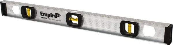 Empire Level - 24" Long 3 Vial I-Beam Level - Aluminum, Silver, 1 Level & 2 Plumb Vials - Benchmark Tooling