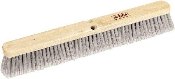 Harper Brush - 24" Smooth Surface Synthetic Push Broom - 3" Bristle Length, Wood Block, Threaded Handle Connection, Handle Sold Separately - Benchmark Tooling