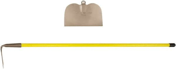 Ampco - 6-1/8" High x 11-1/2" Wide Square Aluminum Bronze Hoe - 55" Long Fiberglass Straight Handle, No Step - Benchmark Tooling