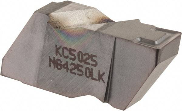 Kennametal - 4250NG K Grade KC5025, 6.35mm Cutting Width Carbide Grooving Insert - 6.35mm Max Depth of Cut, Left Hand, 0.57mm Corner Radius, TiAlN Finish - Benchmark Tooling