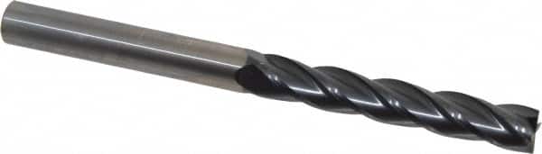 OSG - 1/2", 3" LOC, 1/2" Shank Diam, 6" OAL, 4 Flute, Solid Carbide Square End Mill - Single End, TiAlN Finish, Spiral Flute, 30° Helix, Centercutting, Right Hand Cut, Right Hand Flute, Series 484 - Benchmark Tooling