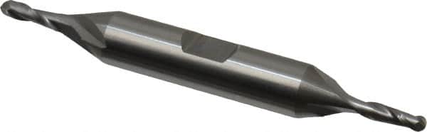 OSG - 1/8" Diam, 3/8" LOC, 2 Flute Solid Carbide Ball End Mill - Uncoated, Double End, 3-1/16" OAL, 3/8" Shank Diam, Spiral Flute - Benchmark Tooling