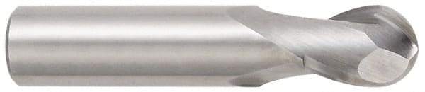 OSG - 7/16" Diam, 5/8" LOC, 2 Flute Solid Carbide Ball End Mill - Uncoated, Single End, 2-1/2" OAL, 7/16" Shank Diam, Spiral Flute - Benchmark Tooling