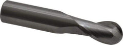 OSG - 3/8" Diam, 5/8" LOC, 2 Flute Solid Carbide Ball End Mill - Uncoated, Single End, 2" OAL, 3/8" Shank Diam, Spiral Flute - Benchmark Tooling