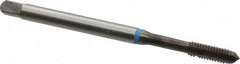 Emuge - #10-32 UNF 2BX 3 Flute Bright Finish Cobalt Straight Flute Machine Tap - Modified Bottoming, Right Hand Thread, 2.756" OAL, 0.512" Thread Length, Oversize - Exact Industrial Supply