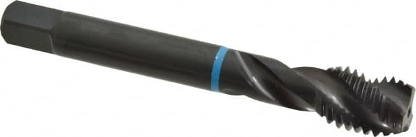 Emuge - 5/8-11 UNC 3 Flute 3B Modified Bottoming Spiral Flute Tap - Cobalt, Oxide Finish, 4.331" OAL, Right Hand Flute, Right Hand Thread, Series Enorm-VA - Benchmark Tooling