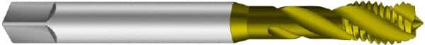 Emuge - #2-64 UNF 2 Flute 2B Bottoming Spiral Flute Tap - Cobalt, TiN Finish, 1.772" OAL, Right Hand Flute, Right Hand Thread, Series Enorm Z - Exact Industrial Supply