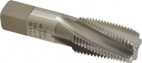 Emuge - 1/2-14 NPT, 15° Helix, 5 Flutes, Modified Bottoming Chamfer, Bright Finish, High Speed Steel, Spiral Flute Pipe Tap - Right Hand Flute, 11/16" Shank Diam, 1.38" Thread Length, 0.517-0.641" Projection, 0.515" Square Size, - Benchmark Tooling
