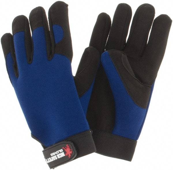 MCR Safety - Size XL Synthetic Blend Work Gloves - Adjustable Closure Cuff, Black/Blue, Paired - Benchmark Tooling
