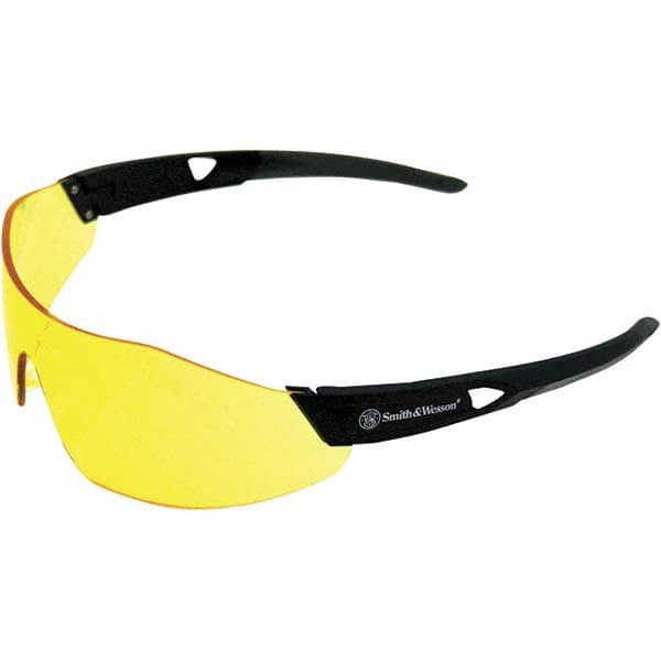 Smith & Wesson - Amber Lenses, Frameless Safety Glasses - Anti-Fog, Scratch Resistant, Polycarbonate Frame, Size Universal, Wrap Around - Benchmark Tooling
