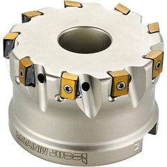 Iscar - 6 Inserts, 2-1/2" Cut Diam, 1" Arbor Diam, 0.315" Max Depth of Cut, Indexable Square-Shoulder Face Mill - 0/90° Lead Angle, 1-3/4" High, T490 LN.. 0804 Insert Compatibility, Through Coolant, Series Helitang - Benchmark Tooling