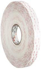 3M - 1" x 36 Yd Acrylic Adhesive Double Sided Tape - 45 mil Thick, White, Acrylic Foam Liner, Continuous Roll, Series 4950 - Benchmark Tooling