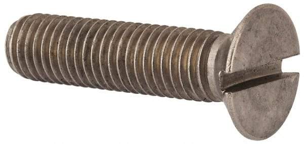 Value Collection - M12x1.75 Metric Coarse, 50mm OAL Slotted Drive Machine Screw - Flat Head, Grade 316 & A4 Stainless Steel, Uncoated, Without Washer - Benchmark Tooling