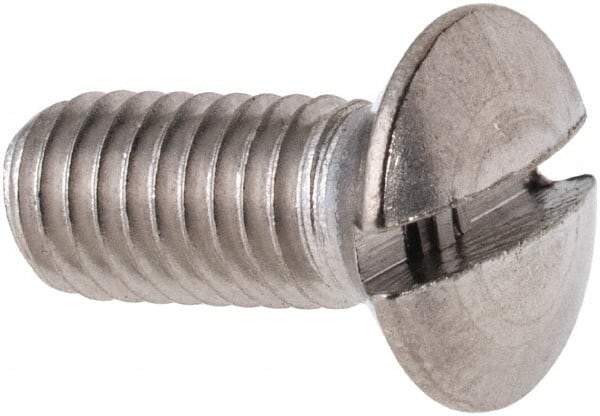 Value Collection - M5x0.80 Metric Coarse, 12mm OAL Slotted Drive Machine Screw - Oval Head, Grade 316 & A4 Stainless Steel, Uncoated, Without Washer - Benchmark Tooling