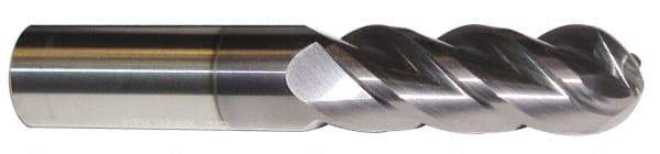 ProMax - 5/8" Diam, 1-1/4" LOC, 4 Flute Solid Carbide Ball End Mill - AlTiN Finish, Single End, 3-1/2" OAL, 5/8" Shank Diam, Spiral Flute - Benchmark Tooling