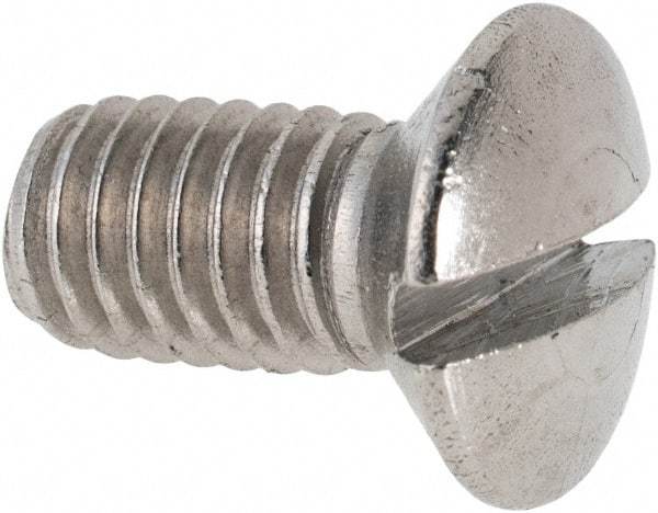 Value Collection - M6x1.00 Metric Coarse, 12mm OAL Slotted Drive Machine Screw - Oval Head, Grade 316 & A4 Stainless Steel, Uncoated, Without Washer - Benchmark Tooling