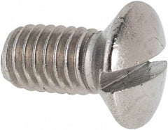 Value Collection - M6x1.00 Metric Coarse, 12mm OAL Slotted Drive Machine Screw - Oval Head, Grade 316 & A4 Stainless Steel, Uncoated, Without Washer - Benchmark Tooling