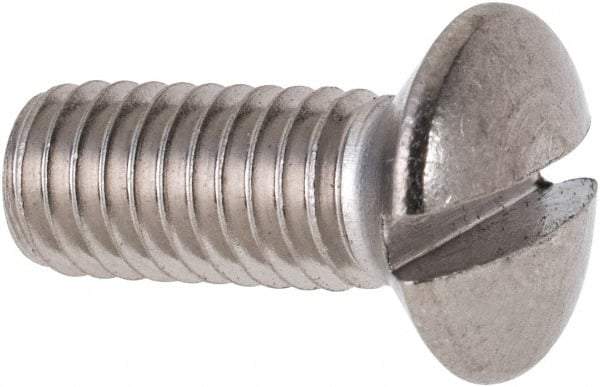 Value Collection - M6x1.00 Metric Coarse, 16mm OAL Slotted Drive Machine Screw - Oval Head, Grade 316 & A4 Stainless Steel, Uncoated, Without Washer - Benchmark Tooling