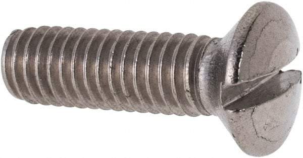 Value Collection - M6x1.00 Metric Coarse, 20mm OAL Slotted Drive Machine Screw - Oval Head, Grade 316 & A4 Stainless Steel, Uncoated, Without Washer - Benchmark Tooling