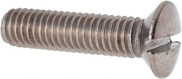 Value Collection - M6x1.00 Metric Coarse, 25mm OAL Slotted Drive Machine Screw - Oval Head, Grade 316 & A4 Stainless Steel, Uncoated, Without Washer - Benchmark Tooling