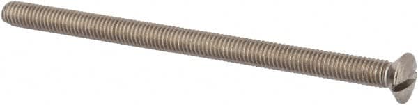 Value Collection - M6x1.00 Metric Coarse, 100mm OAL Slotted Drive Machine Screw - Oval Head, Grade 316 & A4 Stainless Steel, Uncoated, Without Washer - Benchmark Tooling