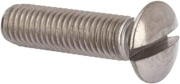 Value Collection - M10x1.50 Metric Coarse, 40mm OAL Slotted Drive Machine Screw - Oval Head, Grade 316 & A4 Stainless Steel, Uncoated, Without Washer - Benchmark Tooling