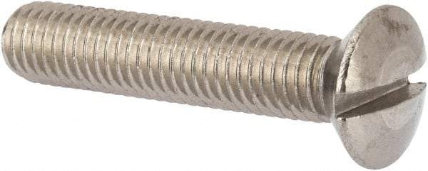 Value Collection - M10x1.50 Metric Coarse, 50mm OAL Slotted Drive Machine Screw - Oval Head, Grade 316 & A4 Stainless Steel, Uncoated, Without Washer - Benchmark Tooling