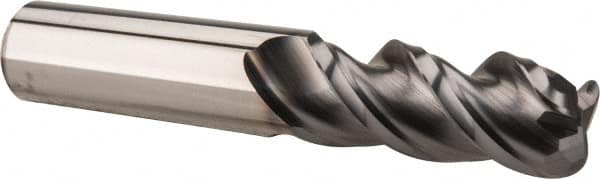 Niagara Cutter - 1/2", 3 Flute, Single End, Solid Carbide, 1/8" Corner Radius End Mill - 3" OAL, 45° Helix, Right Hand Flute, 1-1/4" LOC, Right Hand Cut - Benchmark Tooling