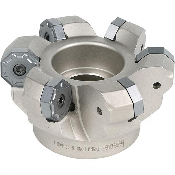 Iscar - 64.8mm Cut Diam, 22mm Arbor Hole, 7.15mm Max Depth of Cut, 45° Indexable Chamfer & Angle Face Mill - 5 Inserts, S845 SX.U 16.. Insert, Right Hand Cut, 5 Flutes, Through Coolant, Series Helido - Benchmark Tooling