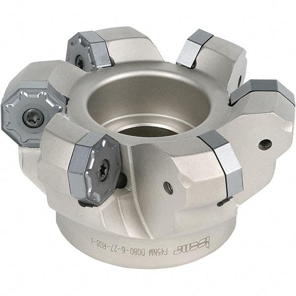 Iscar - 30 Inserts, 80mm Cut Diam, 32mm Arbor Diam, 70mm Max Depth of Cut, Indexable Square-Shoulder Face Mill - 0° Lead Angle, 111mm High, T490 LN.. Insert Compatibility, Through Coolant, Series Helitang - Benchmark Tooling