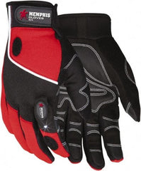 MCR Safety - Size L Work Gloves - Adjustable Closure Cuff, Black/Red, Paired - Benchmark Tooling
