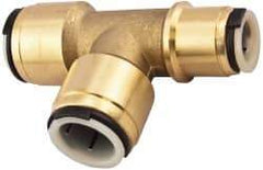 Watts - 3/4 x 1/2 x 3/4" Outside Diam, Lead Free Brass Push-to-Connect Tube Union Tee - 250 Max psi, Tube to Tube Connection, EPDM O-Ring, Lead-Free - Benchmark Tooling