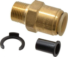 Watts - 1/2" Outside Diam, 1/2 NPT, Lead Free Brass Push-to-Connect Tube Male Connector - 250 Max psi, Tube to Male NPT Connection, EPDM O-Ring, Lead-Free - Benchmark Tooling
