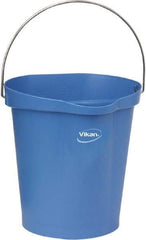 Vikan - 3 Gal, Polypropylene Round Blue Single Pail with Pour Spout - Handle Included - Benchmark Tooling