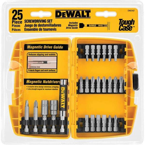 DeWALT - 25 Piece, Screwdriver Bit Set - SQ1, SQ2, SQ3, 1/4" Drive - Benchmark Tooling