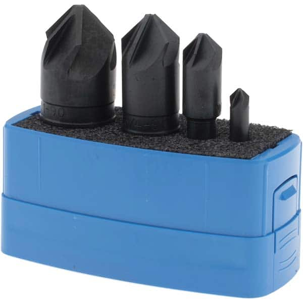 M.A. Ford - 4 Piece, 1/4 to 1" Head Diam, 90° Included Angle, Single End Countersink Set - Benchmark Tooling