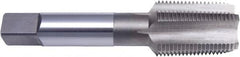 Vermont Tap & Die - 1/8-27 NPT, 4 Flute, Taper Chamfer, Bright Finish, High Speed Steel, Extension Pipe Tap - 3" OAL, 0.318" Shank Diam, 3/4" Thread Length, 0.234" Square Size, 3/16" Square Length, Regular Hook, Series 3180E - Benchmark Tooling
