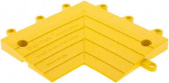 Wearwell - 0.75' Long x 0.5' Wide x 7/8" Thick, Anti-Fatigue Modular Matting Corner Ramp Edge - Male, 2 Interlocking Sides, Yellow, For Dry & Wet Areas, Series 564 - Benchmark Tooling