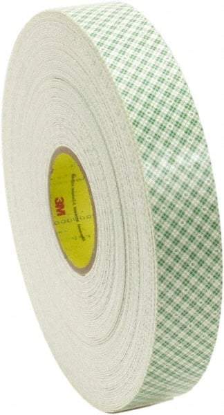 3M - 1/2" x 36 Yd Acrylic Adhesive Double Sided Tape - 62 mil Thick, Off-White, Foam Liner - Benchmark Tooling