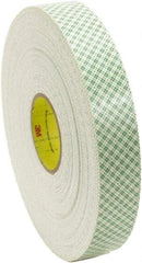 3M - 1/2" x 36 Yd Acrylic Adhesive Double Sided Tape - 62 mil Thick, Off-White, Foam Liner - Benchmark Tooling