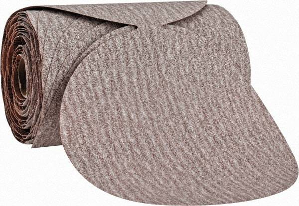 Norton - 6" Diam, 100 Grit Aluminum Oxide Adhesive PSA Disc - Medium Grade, Natural, B Weighted Backing, Flexible - Benchmark Tooling