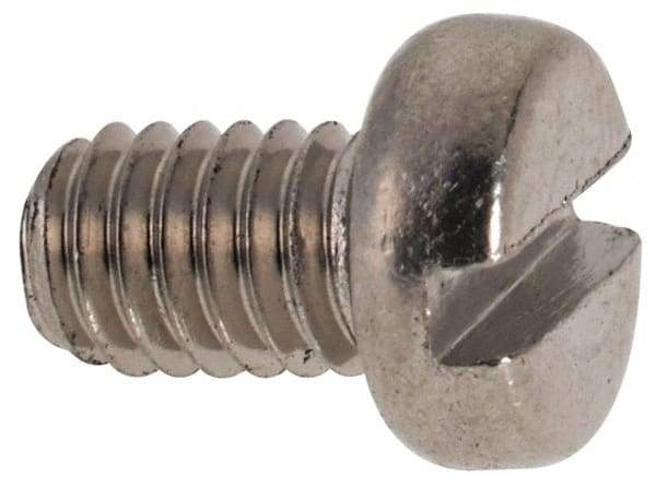 Value Collection - M4x0.70 Metric Coarse, 6mm Length Under Head Slotted Drive Machine Screw - Fillister Head, Grade 316 & A4 Stainless Steel, Uncoated, Without Washer - Benchmark Tooling