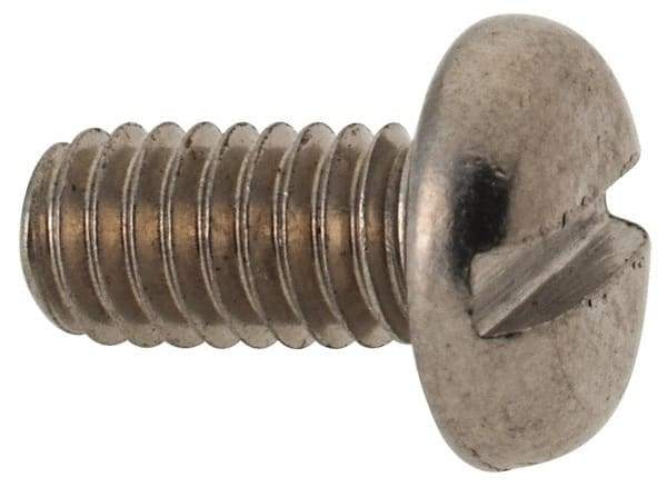 Value Collection - M4x0.70 Metric Coarse, 8mm Length Under Head Slotted Drive Machine Screw - Fillister Head, Grade 316 & A4 Stainless Steel, Uncoated, Without Washer - Benchmark Tooling