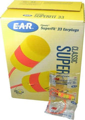 3M - Disposable, Corded, 33 dB, Barrel Earplugs - Yellow, 200 Pairs - Benchmark Tooling